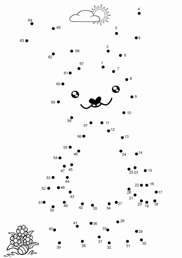 Math Dot to Dot Worksheets Free Line Printable Kids Games Rabbit Dot to Dot