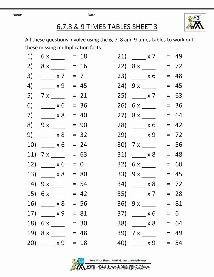 Math Salamanders 8 Times Table Worksheets – Dufresneassociates