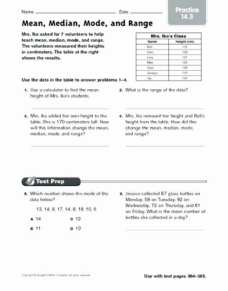 Mean Median Mode Worksheets Kuta Mean Worksheets with Answers Mean Median Mode Range