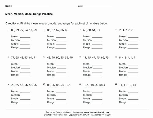 Mean Mode Median Worksheets Median Mean Mode and Range Worksheets