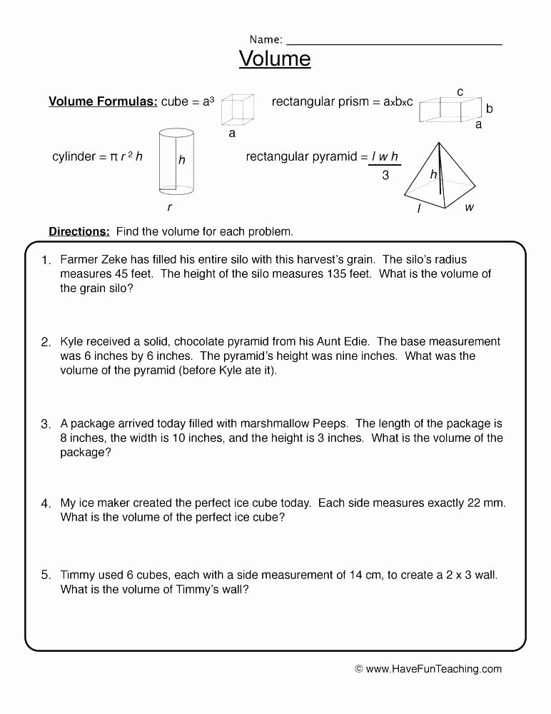 Measurement Volume Worksheets Cylinder Worksheets for Kindergarten