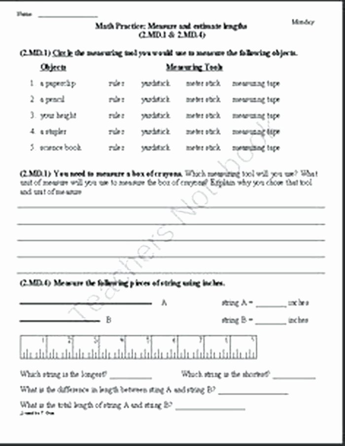Measurement Worksheet 3rd Grade 2nd Grade Measurement Worksheets – Kcctalmavale