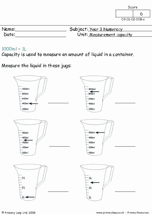 Measurement Worksheet 3rd Grade Measuring Capacity Worksheets