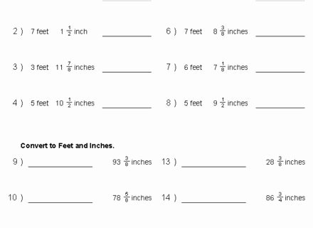 Measuring Inches Worksheets Converting Feet Inches Worksheet Usefulresults
