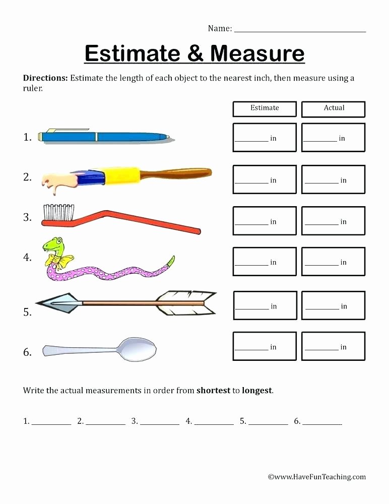 Measuring Worksheet 2nd Grade Estimating Length Worksheets – Primalvape