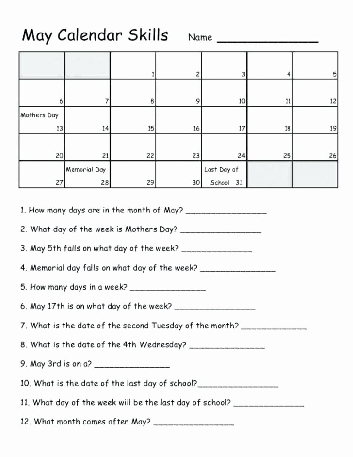 Memorial Day Worksheets First Grade Calendar Math Worksheets Amazing Grade Free Memorial Day