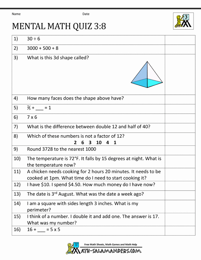 Mental Math Worksheets Grade 3 Grade 3 Mental Math Worksheets Antihrap