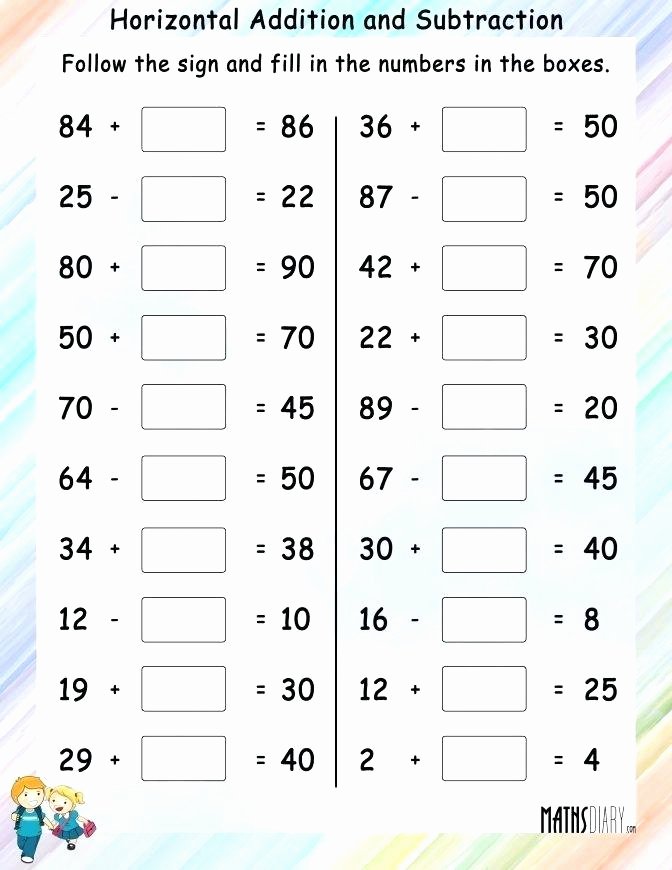 Mental Math Worksheets Grade 3 Size Horizontal Addition and Subtraction Eets