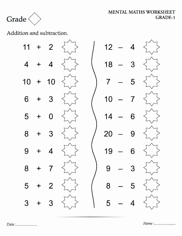 Mental Math Worksheets Grade 6 Math Exercises for Grade 1 Printable – Kcctalmavale