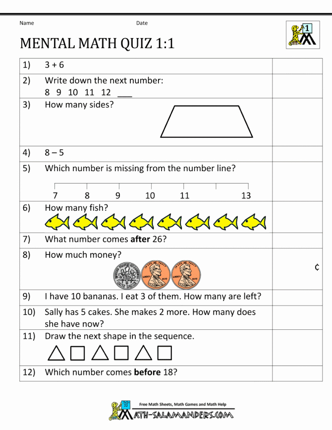 Mental Math Worksheets Grade 6 Mental Math Worksheets Grade 6 Pdf 1st Practice