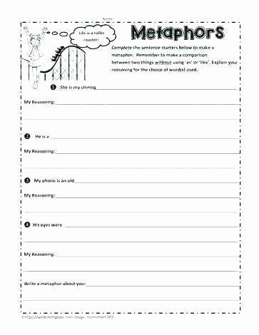 Metaphor Worksheet Middle School Similie Worksheets – Primalvape