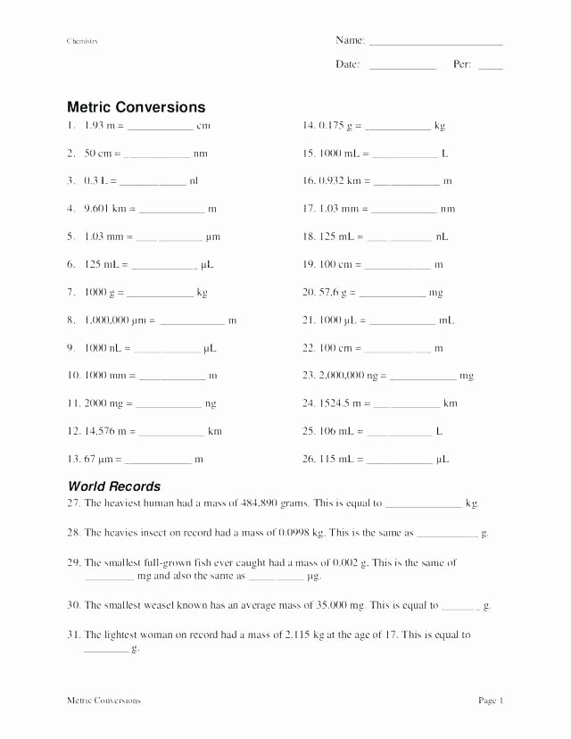 Metric Conversion Worksheets 5th Grade Practice Metric Conversions – Mikkospace