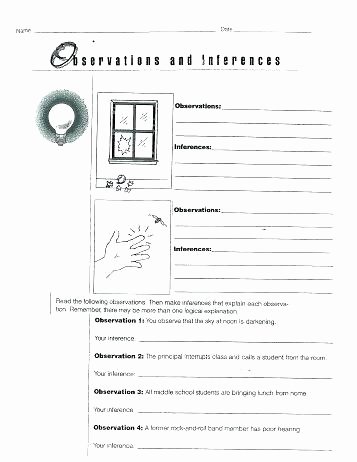 Middle School Inference Worksheets Observation Inference Worksheets Grade Activities Excel