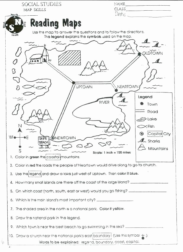 Middle School Map Skills Worksheets Grade 4 social Stu S Worksheets Tario Experimental