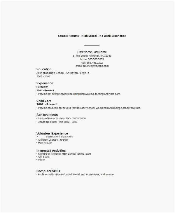 Middle School Resume Worksheet Free Download 56 High School Resume Templates Model