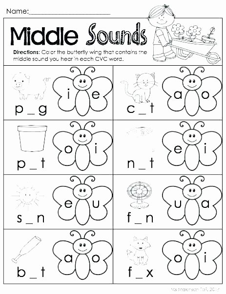 Middle sound Worksheets Middle sound Worksheets