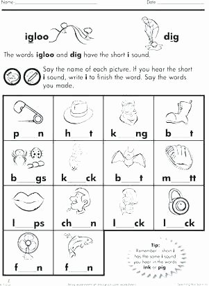 Middle sounds Worksheets for Kindergarten Medial sound Worksheets for Kindergarten