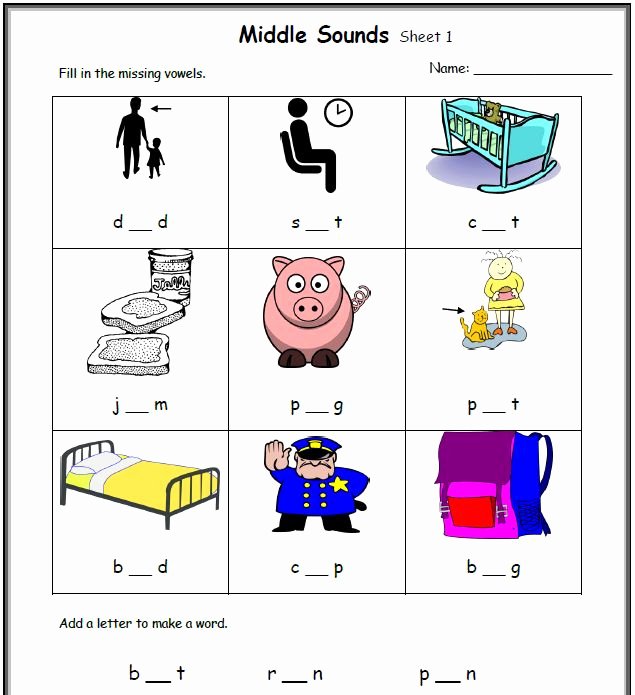 Middle Vowel sound Worksheets Cvc Worksheets Printable Work Sheets • Keepkidsreading