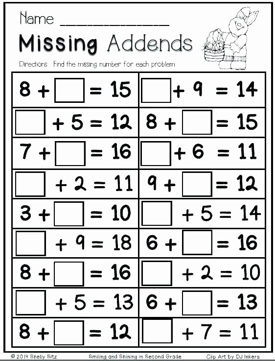 Missing Addend Worksheets Kindergarten Free Printable Missing Addend Worksheets for First Grade