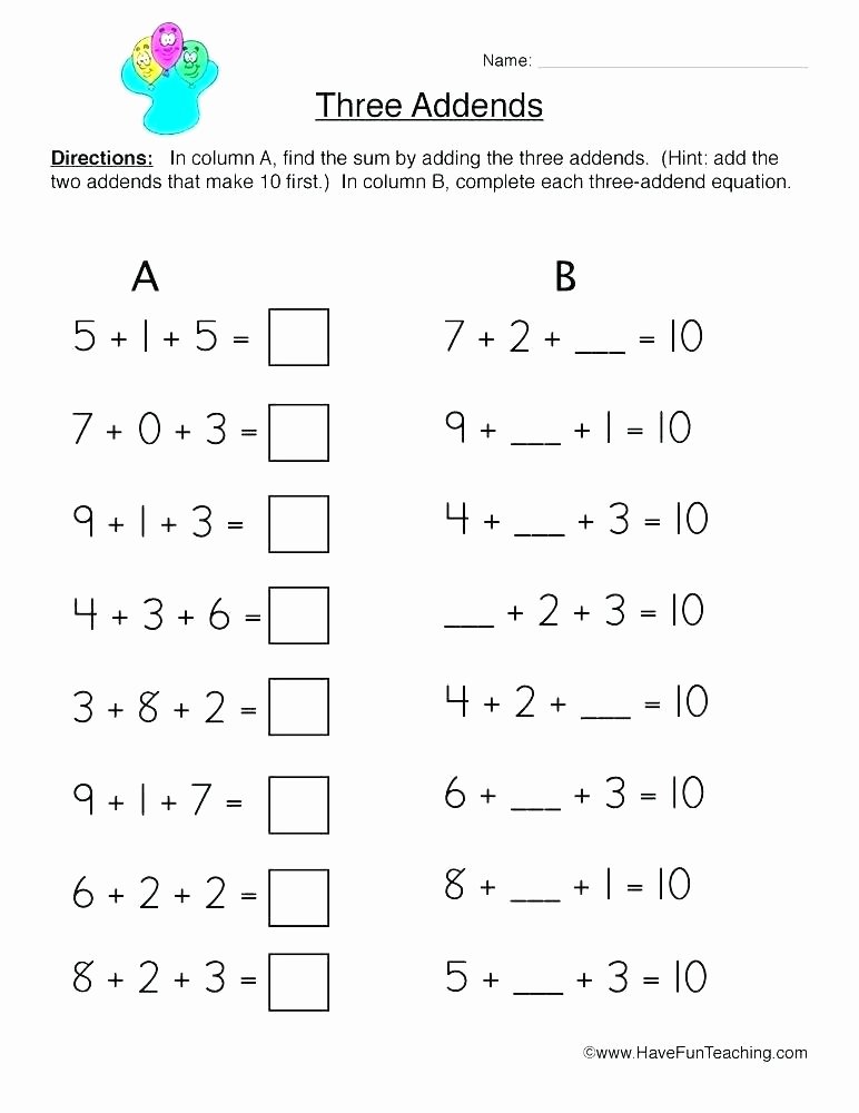 Missing Addends Worksheets 1st Grade Math Worksheets Missing Addends Free Addition Year Maths Add