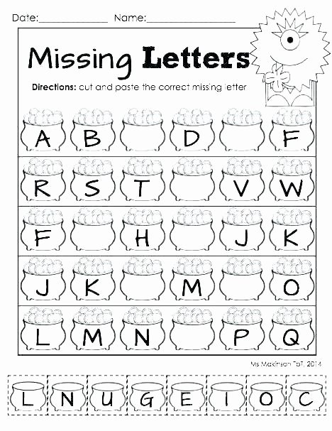 Missing Letters Worksheets for Kindergarten Alphabet Practice Worksheets for Preschool