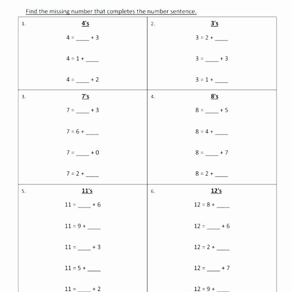 Missing Number Worksheets 1 20 Subtraction to 20 Worksheets First Grade Addition and