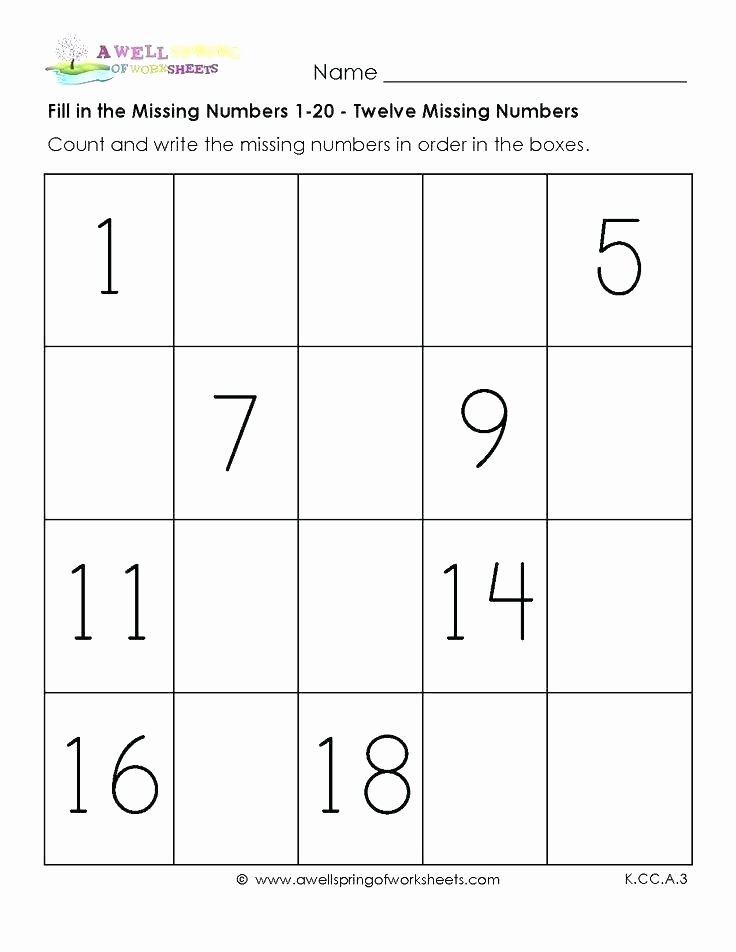 Missing Numbers Addition Worksheets Unique Writing Numbers Teaching Kindergarten Counting Free