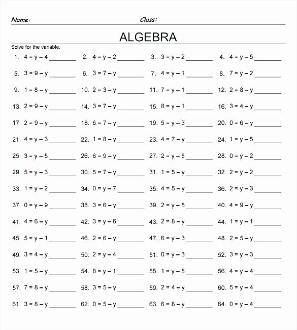 Missing Numbers In Equations Worksheets Inspirational Linear Algebra Worksheets Missing Numbers with Variables as
