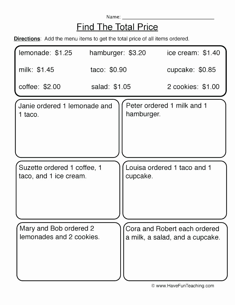 Money Worksheets for 3rd Grade Math Worksheets About Money – Escueladeasociaciones
