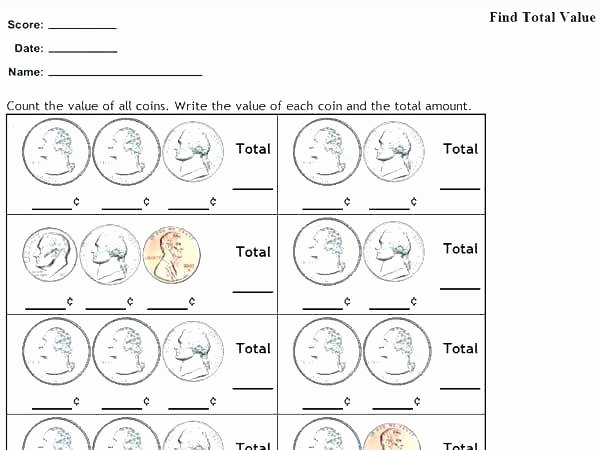 Money Worksheets for Second Grade Counting Coins Worksheets 2nd Grade