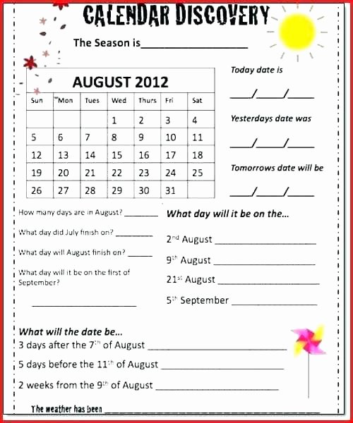 Morning Work Worksheets Unique Free Preschool Calendar Worksheets Worksheet Homework