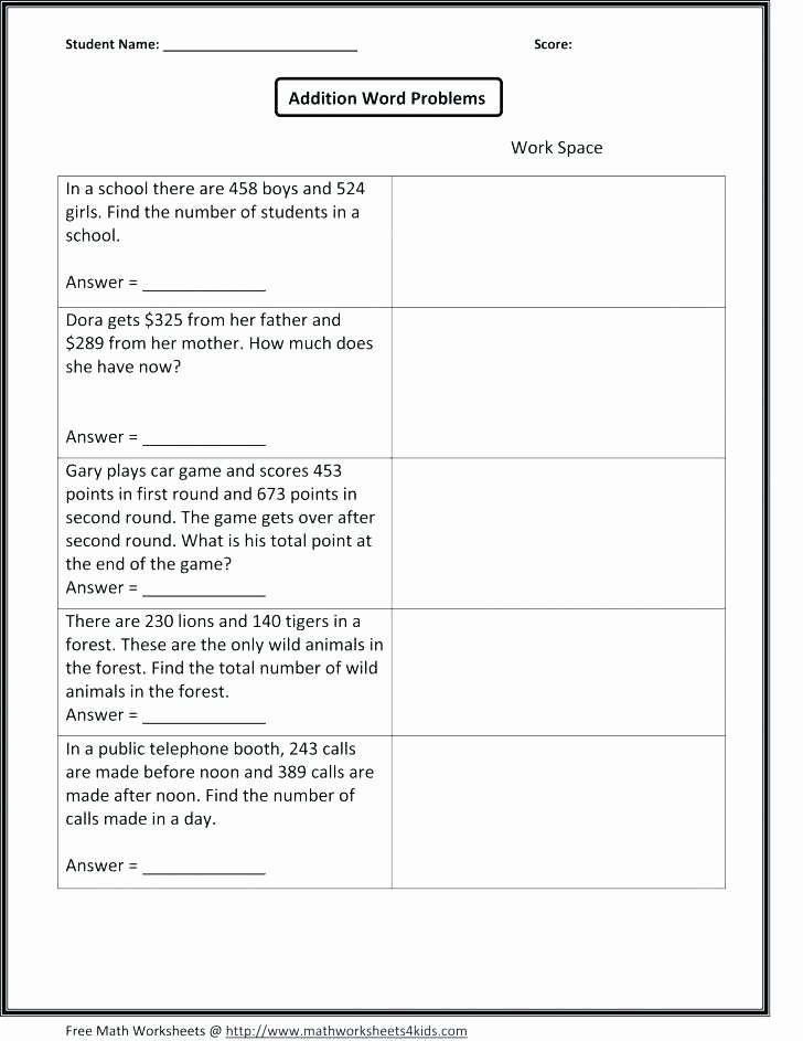 Multi Step Word Problems Worksheets Math Word Problems and Answers 5th Grade