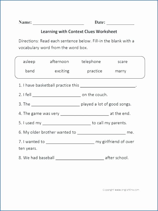 Multiple Meaning Words Worksheet Context Clues Worksheets Grade 6