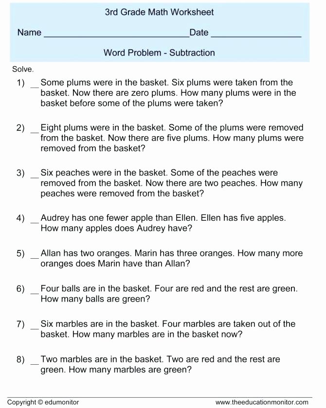 Multiple Step Word Problem Worksheets Third Grade Math Word Problems Worksheets