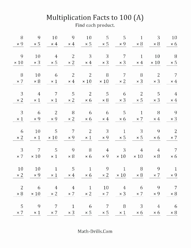 Multiplication Facts Worksheet Generator Free Free Maths Worksheet Generator – Risatatourtravel
