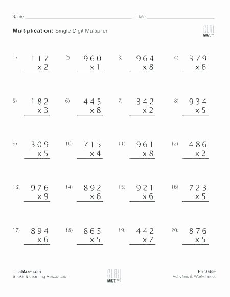 Multiplication Worksheets Grade 4 Pdf 4 Grade Math Problem Multiplication Worksheets Problems New