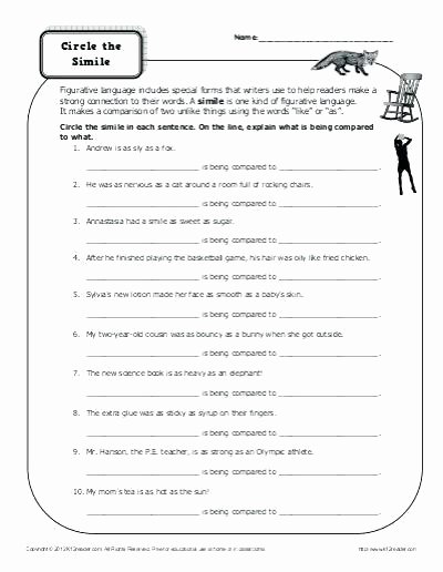 Non Literal Language Worksheets Figurative Language Worksheets Grade 5