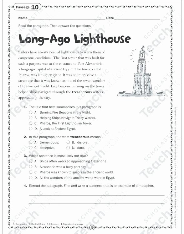 Non Literal Language Worksheets Figurative Language Worksheets Grade Long Ago Lighthouse