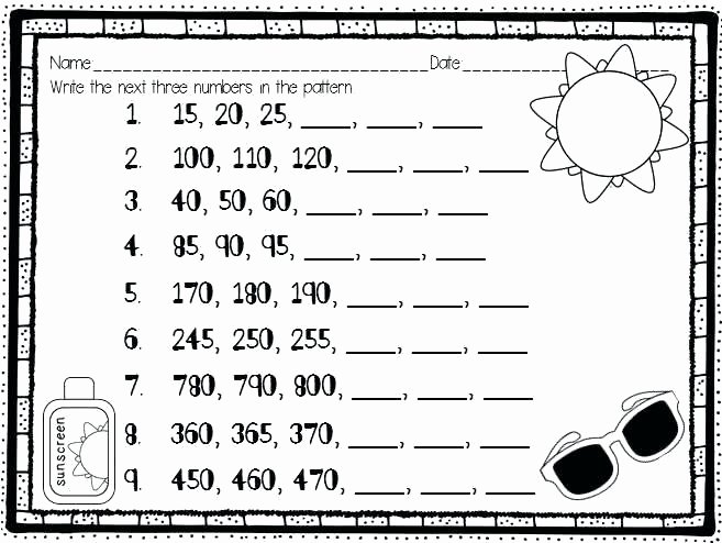 Number Pattern Worksheets 5th Grade Number Patterns Worksheets 3rd Grade Math Pattern for