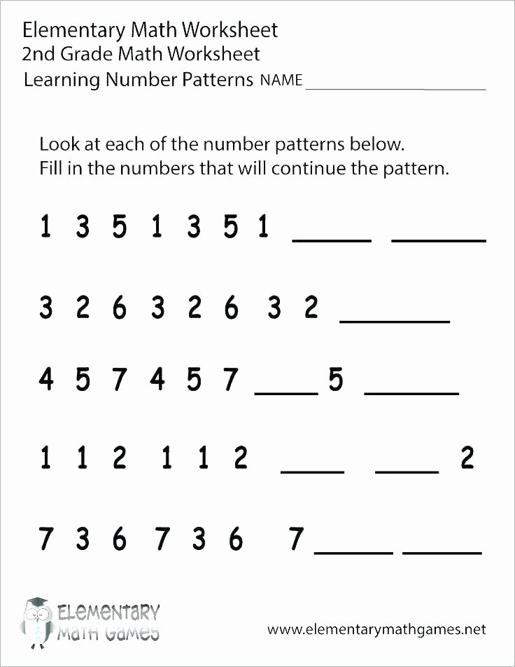 Number Patterns Worksheets Grade 6 Free Pattern Worksheets for 1st Grade