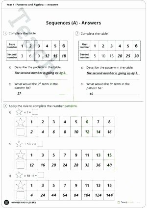 Number Patterns Worksheets Grade 6 Patterns and Algebra Worksheets – Papakambing