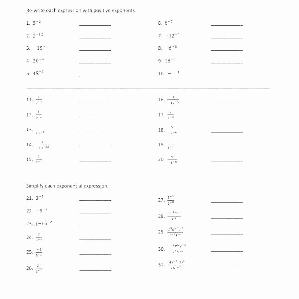 Numerical Expressions Worksheets Grade Exponents Worksheets order Operations with Sixth Math