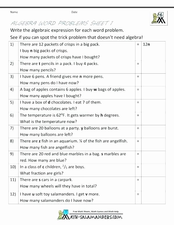 Numerical Expressions Worksheets Translate Algebraic Expressions Worksheet