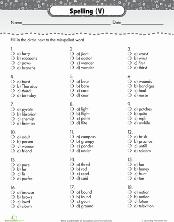 Nwea Test Prep Worksheets Find the Misspelled Words Reading Worksheets