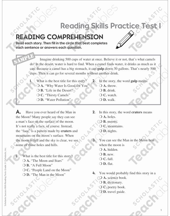 Nwea Test Prep Worksheets Reading Skills Practice Test 1 Grade 3