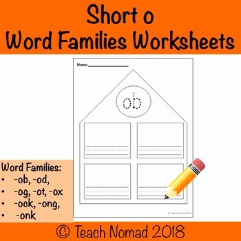 Ob Word Family Worksheets Short O Word Families Worksheets