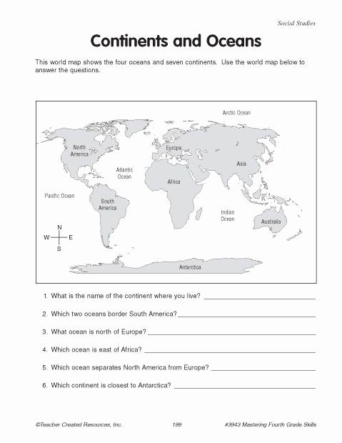 Oceans and Continents Worksheets Printable Riham Abbas Riham Abbas On Pinterest