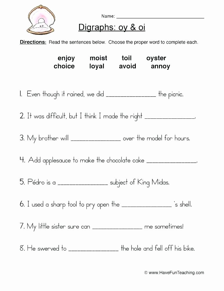 Oi Oy Worksheet Vowel Digraphs and Diphthongs Worksheets