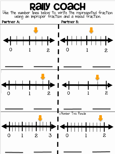 Open Number Line Worksheets Number Lines &amp; Fractions Greater Than 1
