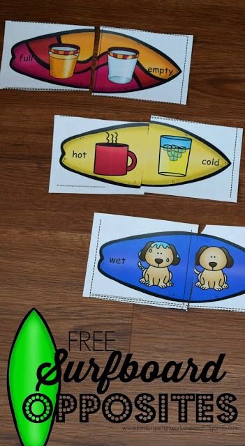 Opposites Worksheet for Kindergarten Free Surfboard Opposite Puzzles these Free Printable